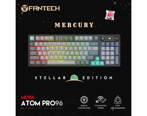 Tastatura Mehanicka Gaming Fantech MK914 RGB Atom PRO96 Wireless Mercury (red switch).