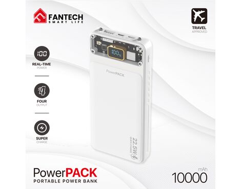 Univerzalna Back Up Baterija Prenosiva baterija Fantech T1 10000mAh QC, PD, 22.5W beli.