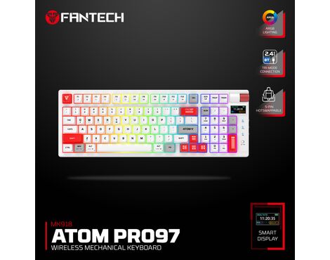 Tastatura Mehanicka Gaming Fantech MK918 RGB Atom PRO97 Wireless bela (Red switch).
