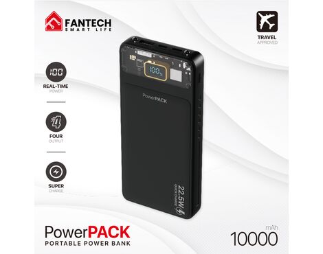 Univerzalna Back Up Baterija Prenosiva baterija Fantech T1 10000mAh QC, PD, 22.5W crni.