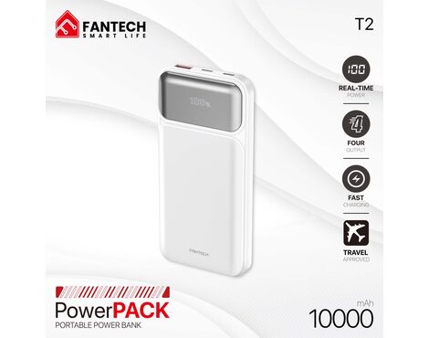 Univerzalna Back Up Baterija Prenosiva baterija Fantech T2 10000mAh QC, PD, 22.5W beli.