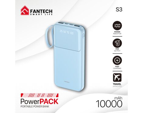 Univerzalna Back Up Baterija Prenosiva baterija Fantech S3 10000mAh, 10W plavi.