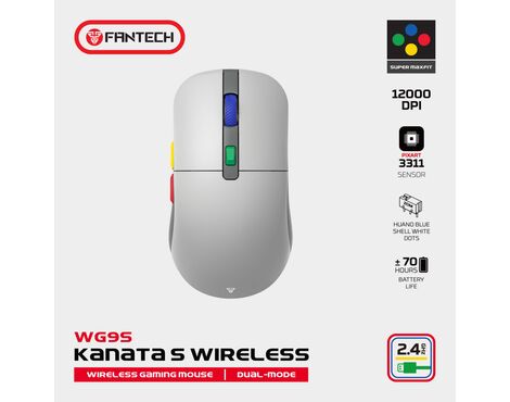 Mis Wireless Gaming Fantech WG9S Kanata S sivi.