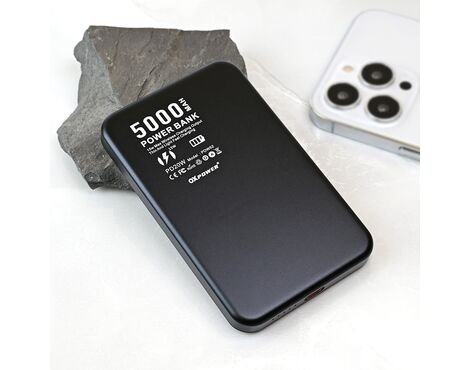 Univerzalna Back Up Baterija prenosiva baterija Magsafe Oxpower PD W52 5000mAh crna.