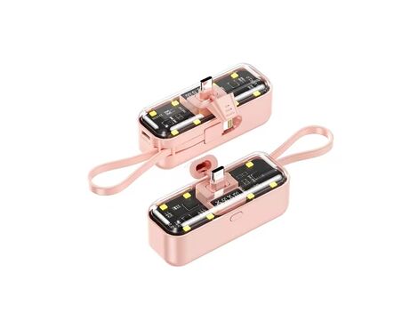Univerzalna Back Up Baterija prenosiva baterija privezak Oxpower 5000mAh Type C roze.