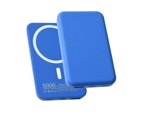 Univerzalna Back Up Baterija prenosiva baterija Magsafe PD 5000 mAh plava.