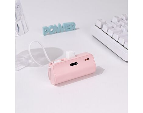 Univerzalna Back Up Baterija prenosiva baterija privezak 5000mAh fast lightning roze.