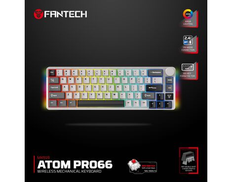 Tastatura Mehanicka Gaming Fantech MK919 Atom PRO66 siva (Red switch).