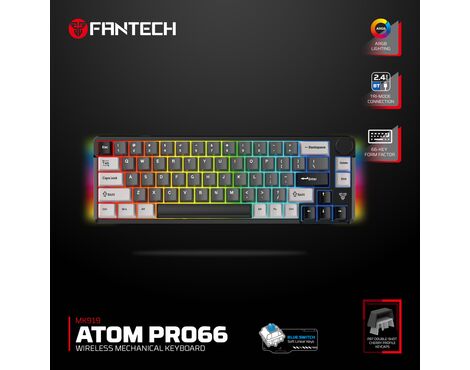 Tastatura Mehanicka Gaming Fantech MK919 Atom PRO66 crna (Blue switch).