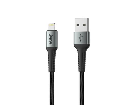 USB data kabl Superior SU-K104 pleteni Fast 12W 2.4A USB A na Lightning 1m crni (MS).