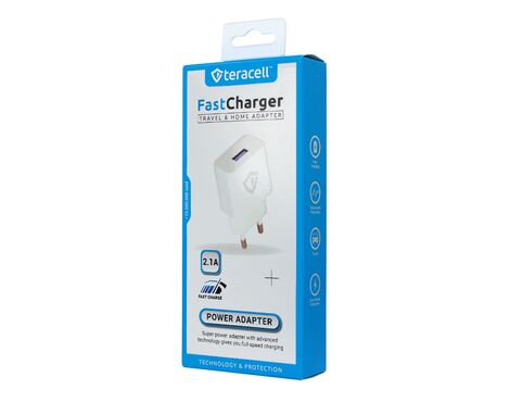 Kucni punjac Teracell Evolution TC-02 5V 2.1A sa micro USB kablom beli CE.