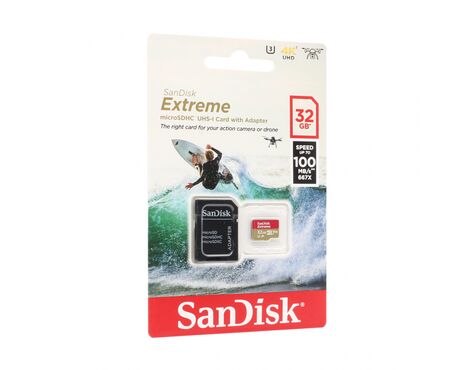 Memorijska Kartica SanDisk SDHC 32GB Extreme micro 100MB/s V30 UHS-I U3+ SD adaperom.