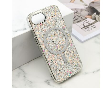 Futrole GLAM GLOW MagSafe - iPhone 16e srebrna (MS).