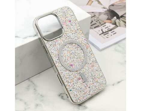 Futrole GLAM GLOW MagSafe - iPhone 16 Pro Max (6.9) srebrna (MS).