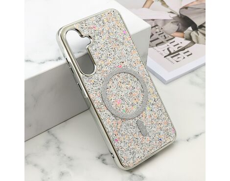 Futrole GLAM GLOW MagSafe - Samsung A556 Galaxy A55 5G srebrna (MS).