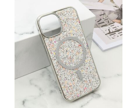 Futrole GLAM GLOW MagSafe - iPhone 15 srebrna (MS).