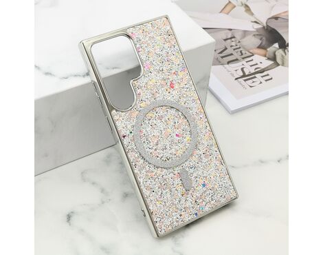Futrole GLAM GLOW MagSafe - Samsung S928 Galaxy S24 Ultra 5G srebrna (MS).