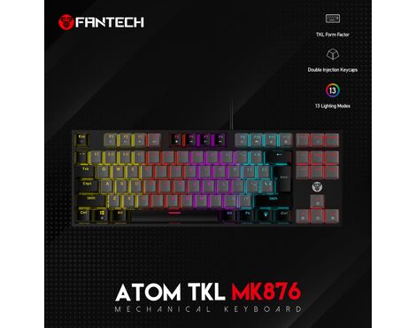 Tastatura Mehanicka Gaming Fantech MK876 RGB Atom TKL siva (Red switch).