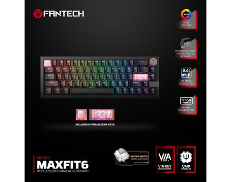Tastatura Mehanicka Gaming Fantech MK920 RGB Maxfit 6 Wireless black (crni) (Brown switch).