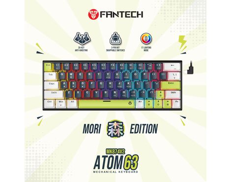 Tastatura Mehanicka Gaming Fantech MK874V2 RGB Atom 63 Mori plava (Blue switch).