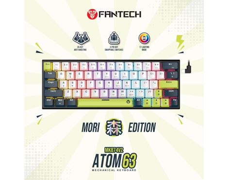Tastatura Mehanicka Gaming Fantech MK874V2 RGB Atom 63 Mori bela (Red switch).