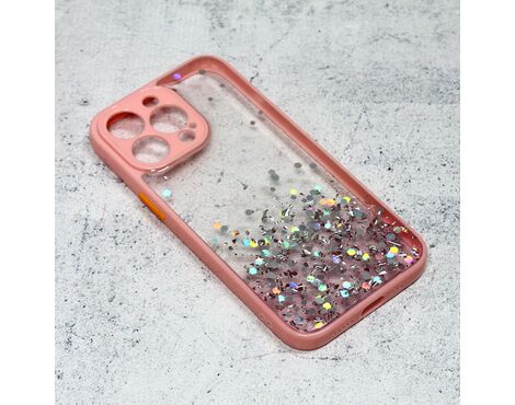 Futrola Frame Glitter - iPhone 13 Pro roze.