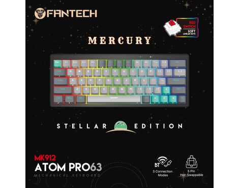 Tastatura Mehanicka Gaming Fantech MK912 RGB Atom PRO63 Wireless Mercury (red switch).