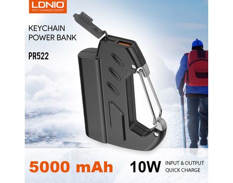Univerzalna Back Up Baterija prenosiva baterija LDNIO PR522 10W privezak 5000mAh crni.