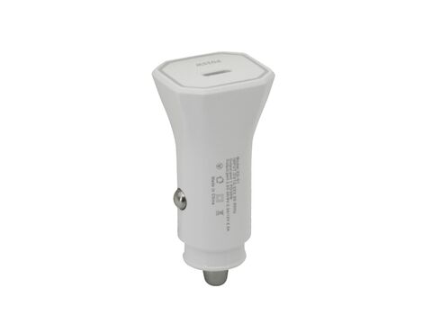 Auto punjac 25W Type-C ulaz bez kabla beli (MS).