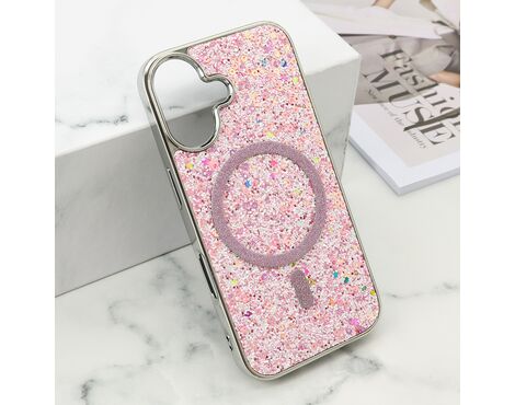 Futrole GLAM GLOW MagSafe - iPhone 16 (6.1) roze (MS).