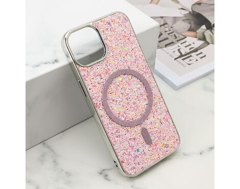 Futrole GLAM GLOW MagSafe - iPhone 13 (6.1) roze (MS).