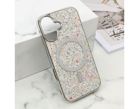 Futrole GLAM GLOW MagSafe - iPhone 16 (6.1) srebrna (MS).
