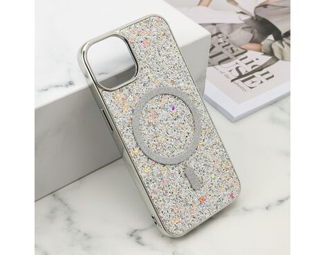 Futrole GLAM GLOW MagSafe - iPhone 13 (6.1) srebrna (MS).