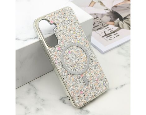 Futrole GLAM GLOW MagSafe - Samsung A566 Galaxy A56 5G srebrna (MS).