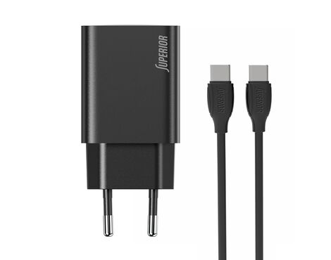 Kucni punjac Superior SU-P103 Super Fast PD 25W 3A Type C na Type C crni (CERT) (MS).