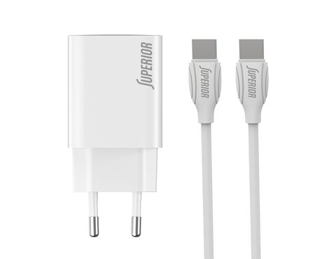 Kucni punjac Superior SU-P103 Super Fast PD 25W 3A Type C na Type C beli (CERT) (MS).