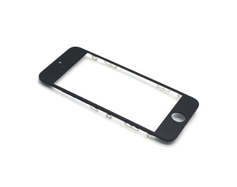 Staklo touchscreen-a - Iphone 5S sa frejmom + OCA sticker black (crni) (MS).