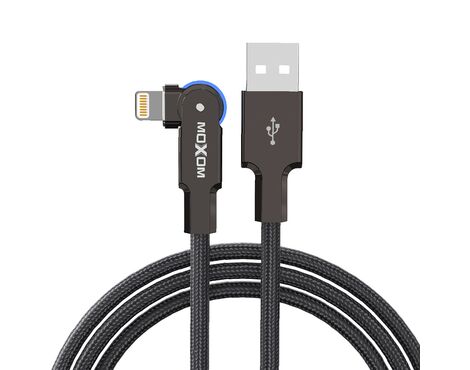 USB data kabl Moxom MX-CB210 180 Rotation 3A lightning 1.2m crni (MS).