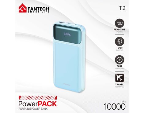Univerzalna Back Up Baterija Prenosiva baterija Fantech T2 10000mAh QC, PD, 22.5W plavi.