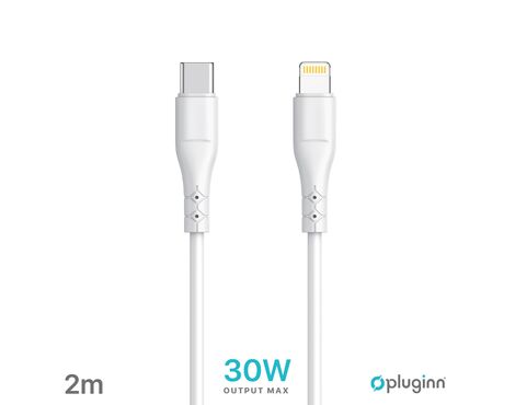 Data Kabl Pluginn PI-PDL 30W Type C na Lightning beli 2m.
