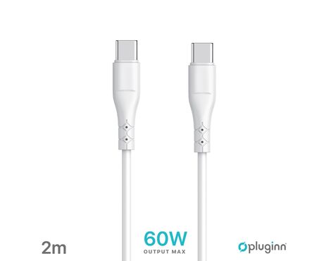 Data kabl Pluginn PI-PD 60W Type C na Type C beli 2m.