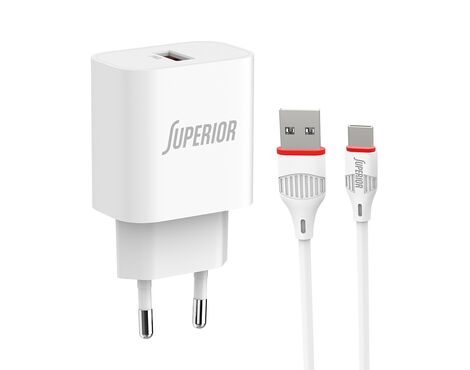 Kucni punjac Superior CO-BA21A Fast QC3.0 18W 3A Type C beli (MS).