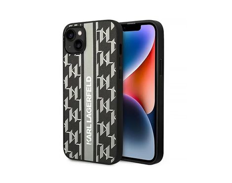 Futrola Karl Lagerfeld Hc Monogram stripe - iPhone 14 siva (KLHCP14SPGKLSKG).