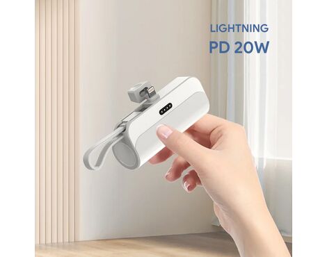 Univerzalna Back Up Baterija prenosiva baterija privezak 5000mAh lightning bela.