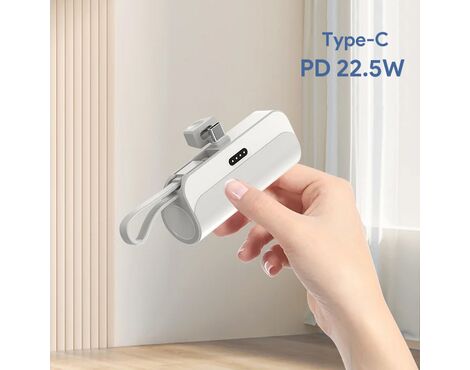 Univerzalna Back Up Baterija prenosiva baterija privezak 5000mAh Type C bela.