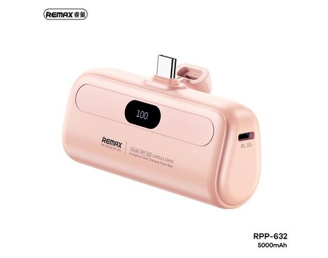 Univerzalna Back Up Baterija prenosiva baterija REMAX Capsule series RPP-632 2A Type C 5000mAh roze.