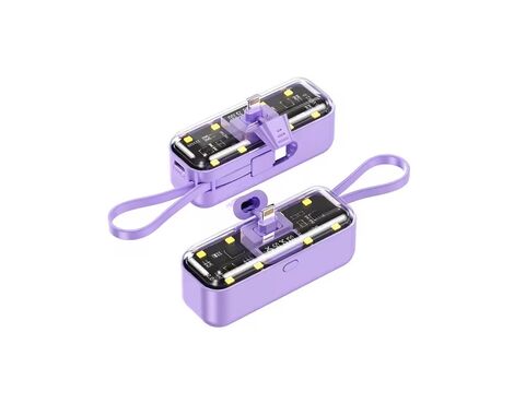 Univerzalna Back Up Baterija prenosiva baterija privezak Oxpower 5000mAh lightning ljubicasta.