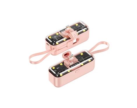 Univerzalna Back Up Baterija prenosiva baterija privezak Oxpower 5000mAh lightning roze.