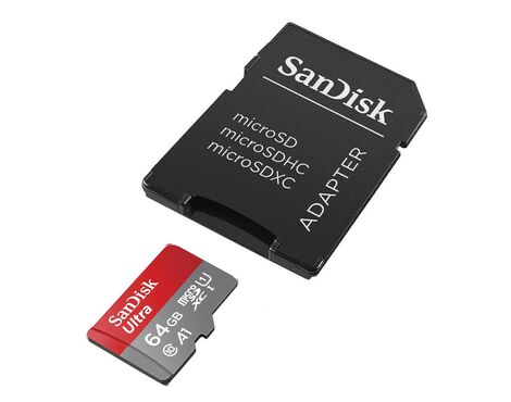 Memorijska kartica SanDisk SDXC 64GB Ultra Micro 140MB/s A1 Class 10 UHS-I + Adapter.