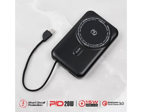 Univerzalna Back Up Baterija prenosiva baterija Oxpower PDW12 12000mAh 3u1 magnetic crna.